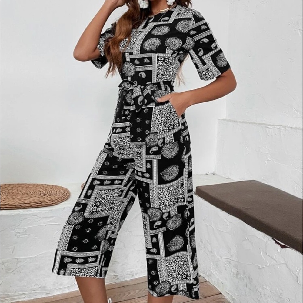 Cropped boho jumpsuit